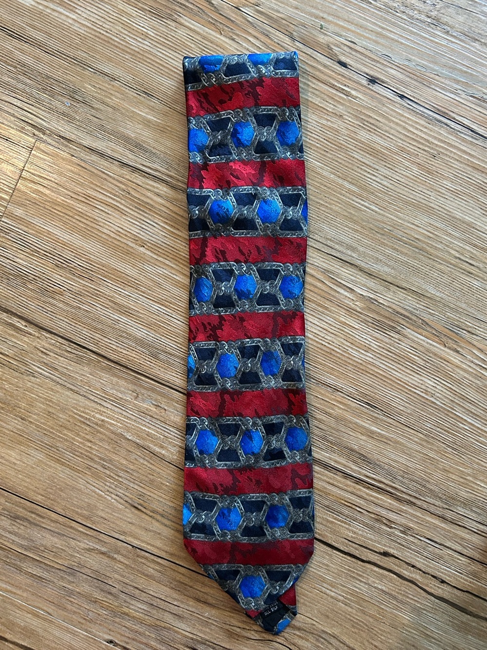 Emilio Romano Men's Silk Handmade Italy Geometric Tie Red/Blue/Gold
